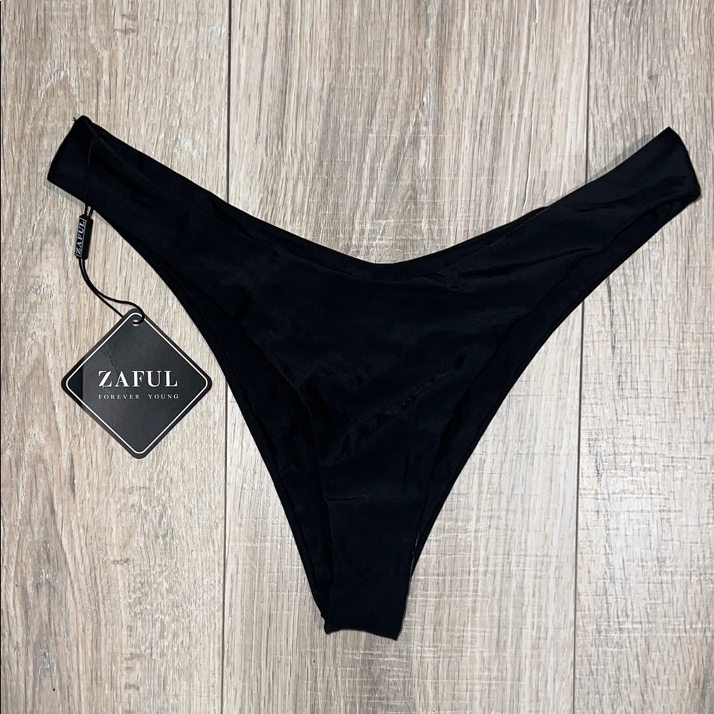 Zaful Black High-Rise Cheeky Bikini Bottom NWT